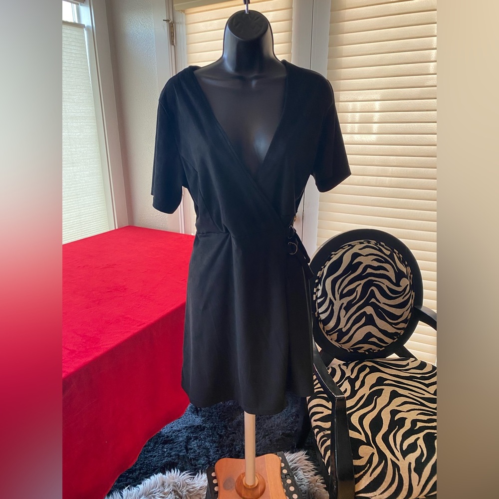 RD Style Faux Suede Wrap Dress Sz M